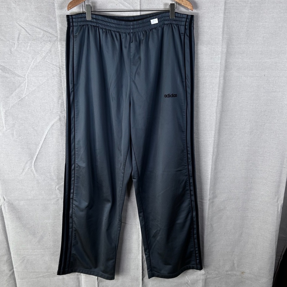 VTG 05 Adidas Mens Track Pants Grey Black 3-Stripe Athletic Sweatpants AGC004 XL